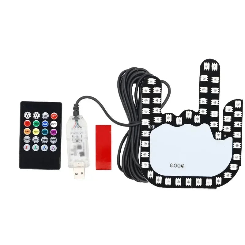 Finger Light For Car Gesture LED Car Middle Finger Back Window Car Sign LED Hand for Car