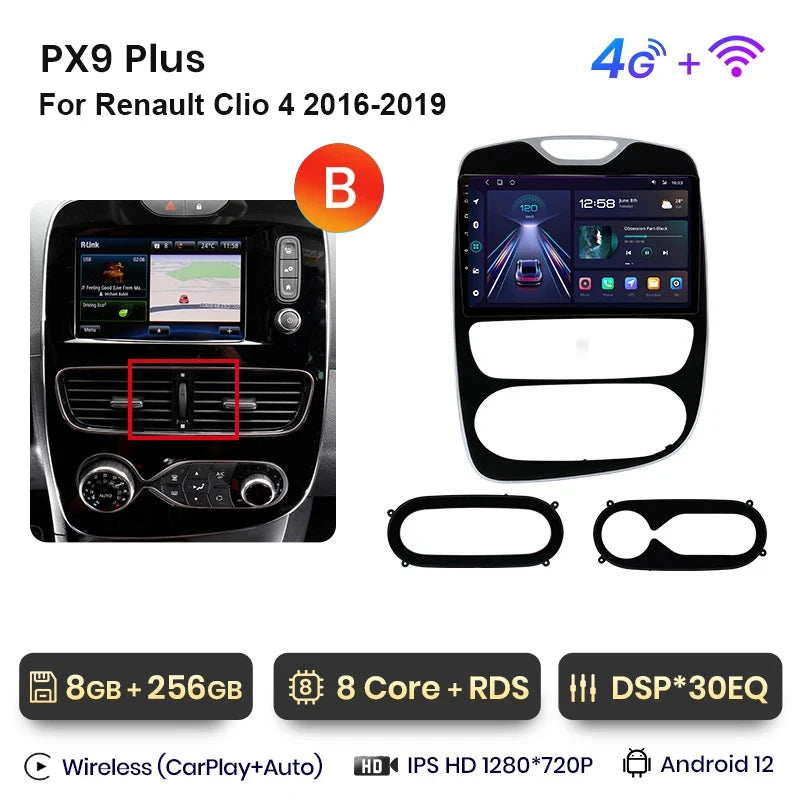 Autoradio AWESAFE Sans Fil CarPlay/Android Auto pour Renault Clio 4 (2012–2016)