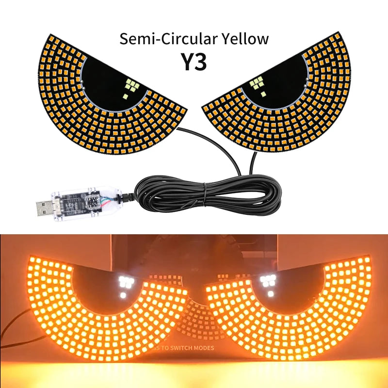Animation LED Cool pour Pare-brise – Yeux de Démon Clignotants Avant et Arrière