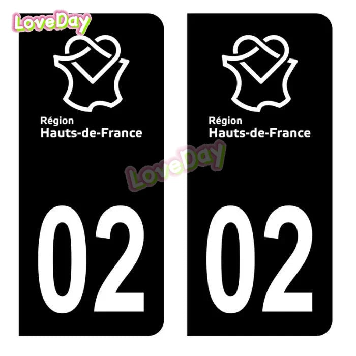 Autocollant Plaque Immatriculation France – Logo Région Hauts-de-France (Noir & Bleu)