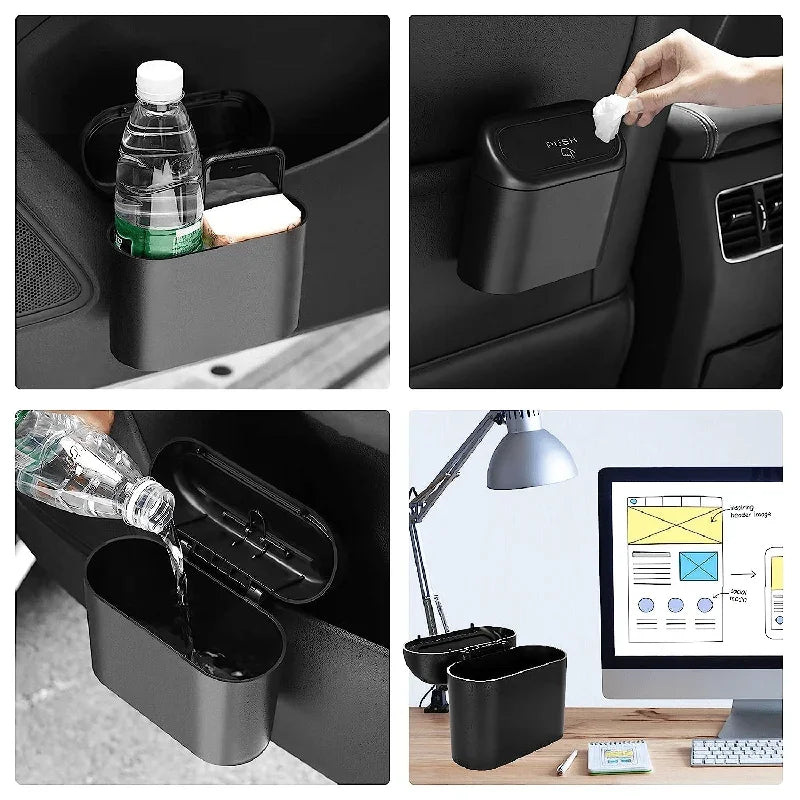 Lot 3 Poubelles Auto avec Couvercle + 300 Sacs Poubelle Étanches