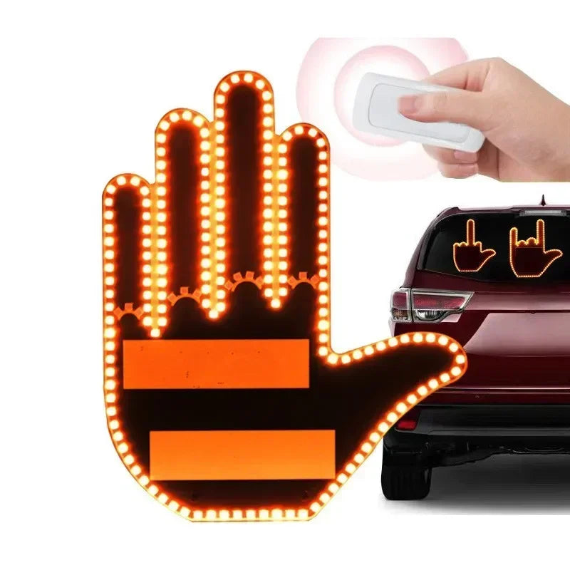 Finger Light For Car Gesture LED Car Middle Finger Back Window Car Sign LED Hand for Car