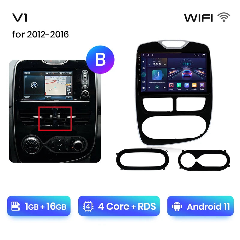 Autoradio Junsun CarPlay Android Auto pour Renault Clio 4/ZOE (2012–2017)