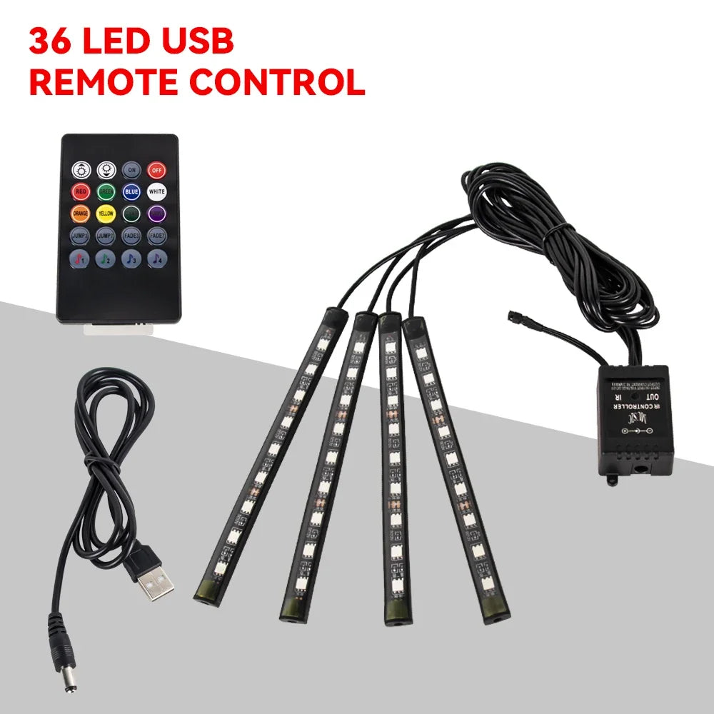Lumières d’Ambiance LED Intérieures RGB – 36/48/72 LEDs, USB, Télécommande, Musique APP