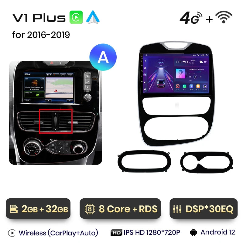 Autoradio Junsun CarPlay Android Auto pour Renault Clio 4/ZOE (2012–2017)