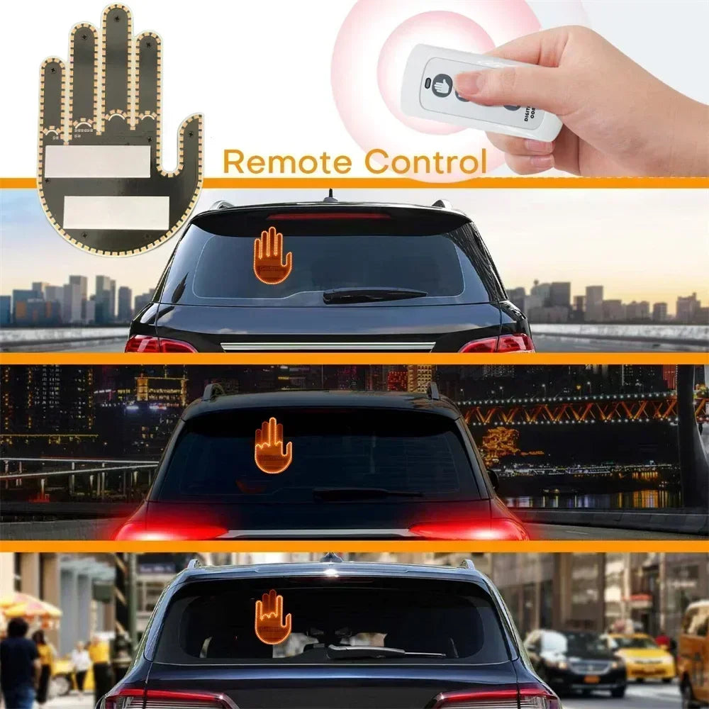 Finger Light For Car Gesture LED Car Middle Finger Back Window Car Sign LED Hand for Car