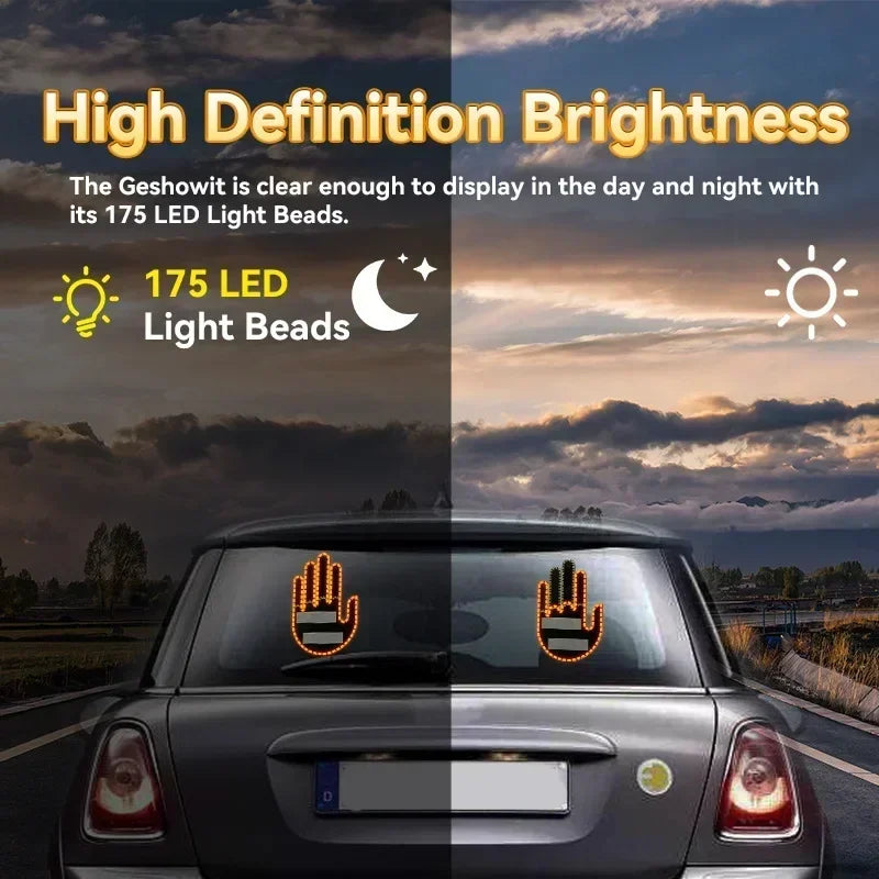 Finger Light For Car Gesture LED Car Middle Finger Back Window Car Sign LED Hand for Car