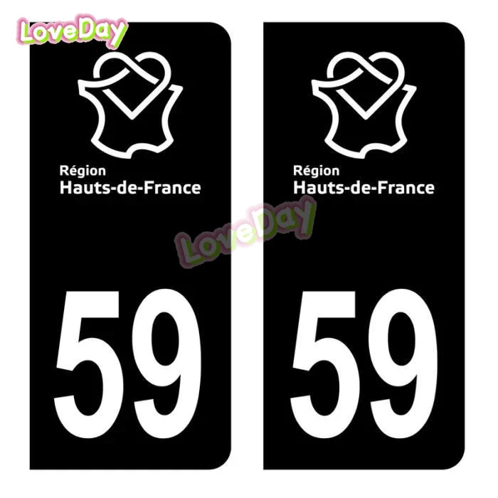 Autocollant Plaque Immatriculation France – Logo Région Hauts-de-France (Noir & Bleu)