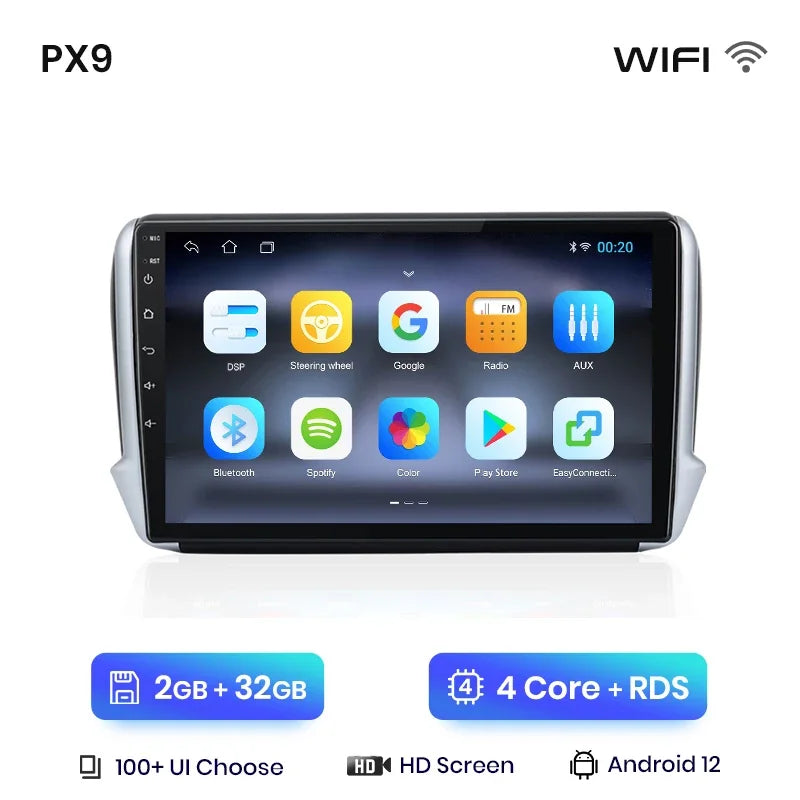 Autoradio AWESAFE PX9 CarPlay Sans Fil pour Peugeot 2008/208 (2012–2018) – GPS & FM