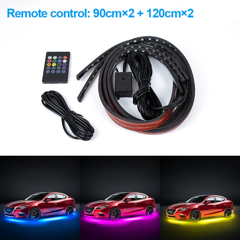 Kit Bande LED Néon Sous Carrosserie – 8 Couleurs d’Ambiance