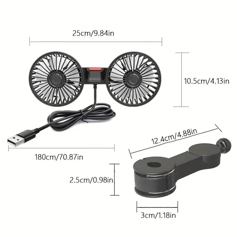 Ventilateur Auto 360° 3 Vitesses – Refroidisseur de Siège USB Réglable
