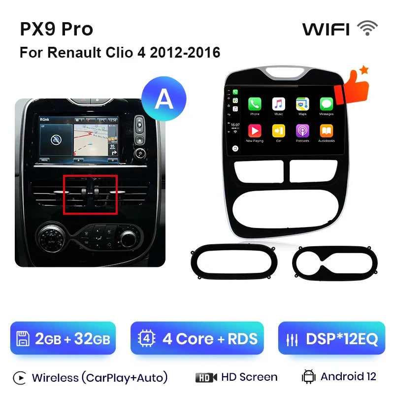 Autoradio AWESAFE Sans Fil CarPlay/Android Auto pour Renault Clio 4 (2012–2016)