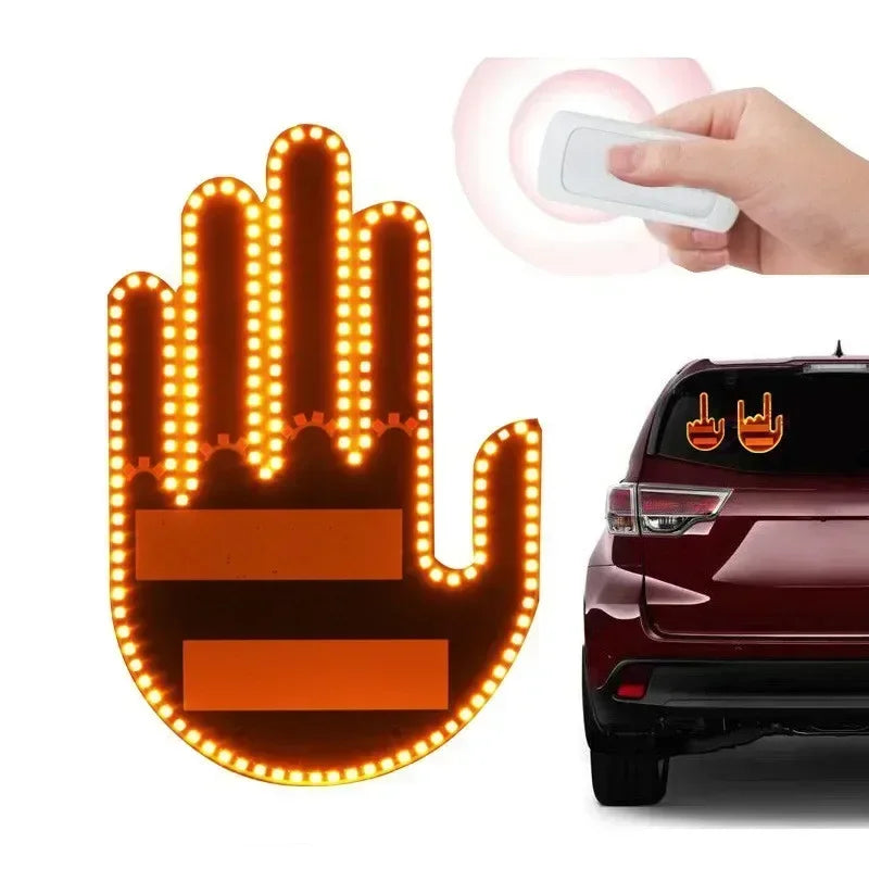 Finger Light For Car Gesture LED Car Middle Finger Back Window Car Sign LED Hand for Car