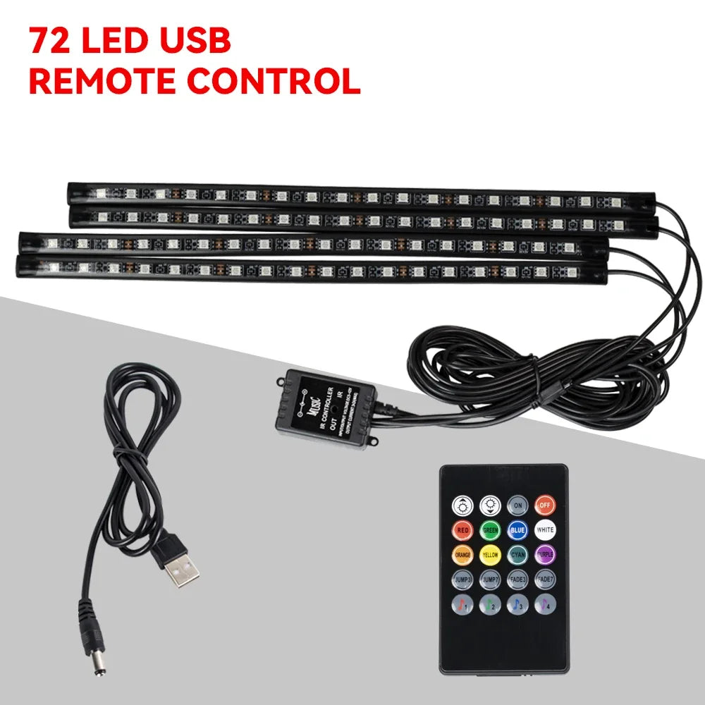 Lumières d’Ambiance LED Intérieures RGB – 36/48/72 LEDs, USB, Télécommande, Musique APP