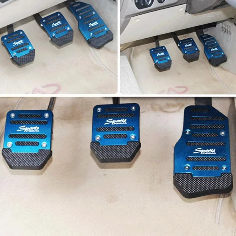 Lot 3 Caches Pédales Antidérapants Universels – Aluminium Racing