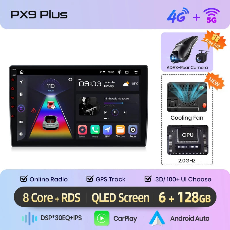 Autoradio AWESAFE Android pour Peugeot 107 / Citroën C1 / Toyota Aygo (2005–2014) – CarPlay Sans Fil & GPS