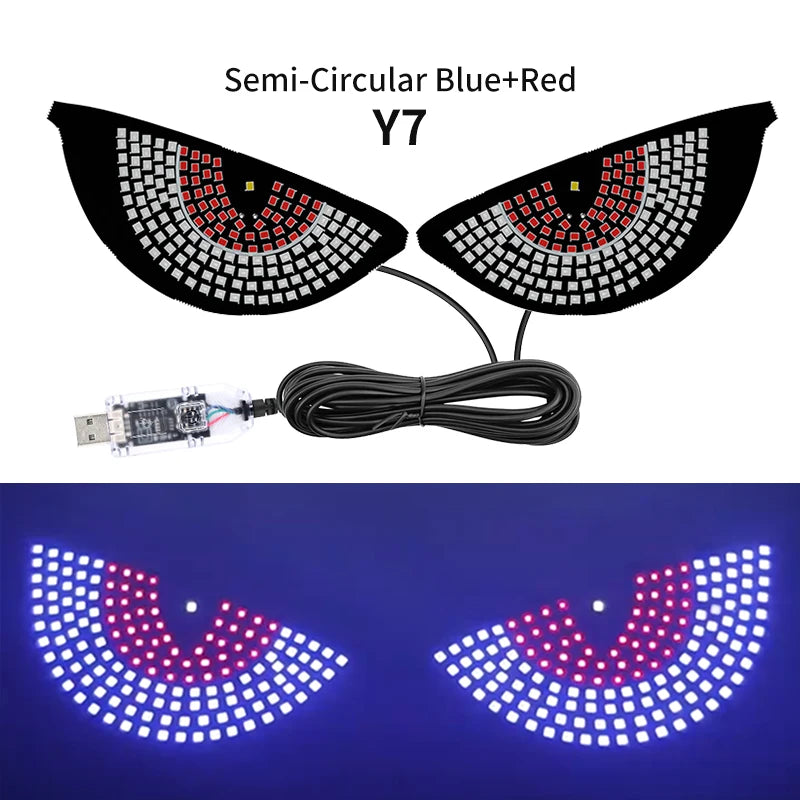 Animation LED Cool pour Pare-brise – Yeux de Démon Clignotants Avant et Arrière