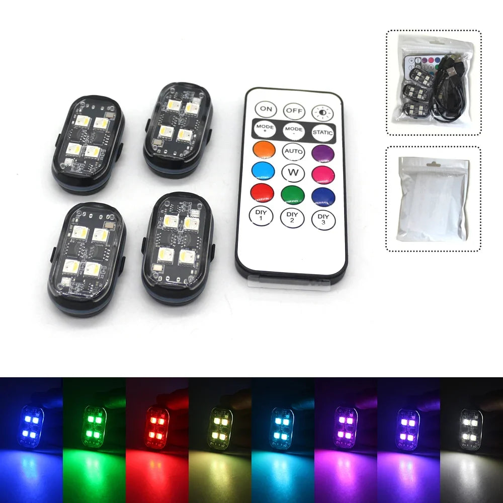 Lot 2/4 Feux Stroboscopiques LED Sans Fil – 8 Couleurs Rechargeables