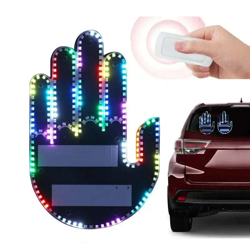 Finger Light For Car Gesture LED Car Middle Finger Back Window Car Sign LED Hand for Car