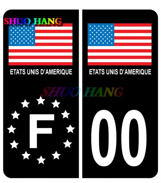 Autocollants Drapeaux Pays pour Plaques d’Immatriculation