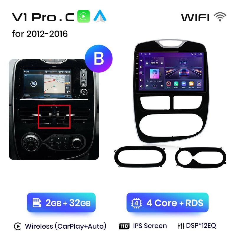 Autoradio Junsun CarPlay Android Auto pour Renault Clio 4/ZOE (2012–2017)
