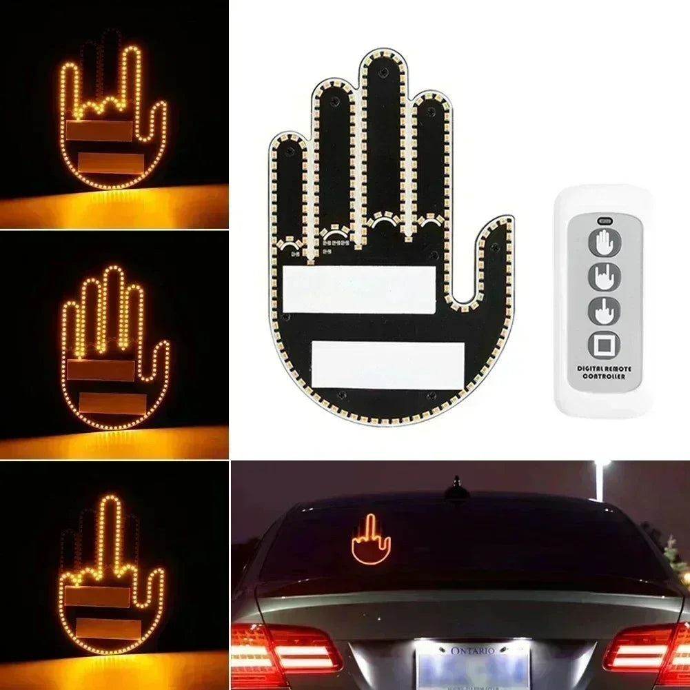 Finger Light For Car Gesture LED Car Middle Finger Back Window Car Sign LED Hand for Car