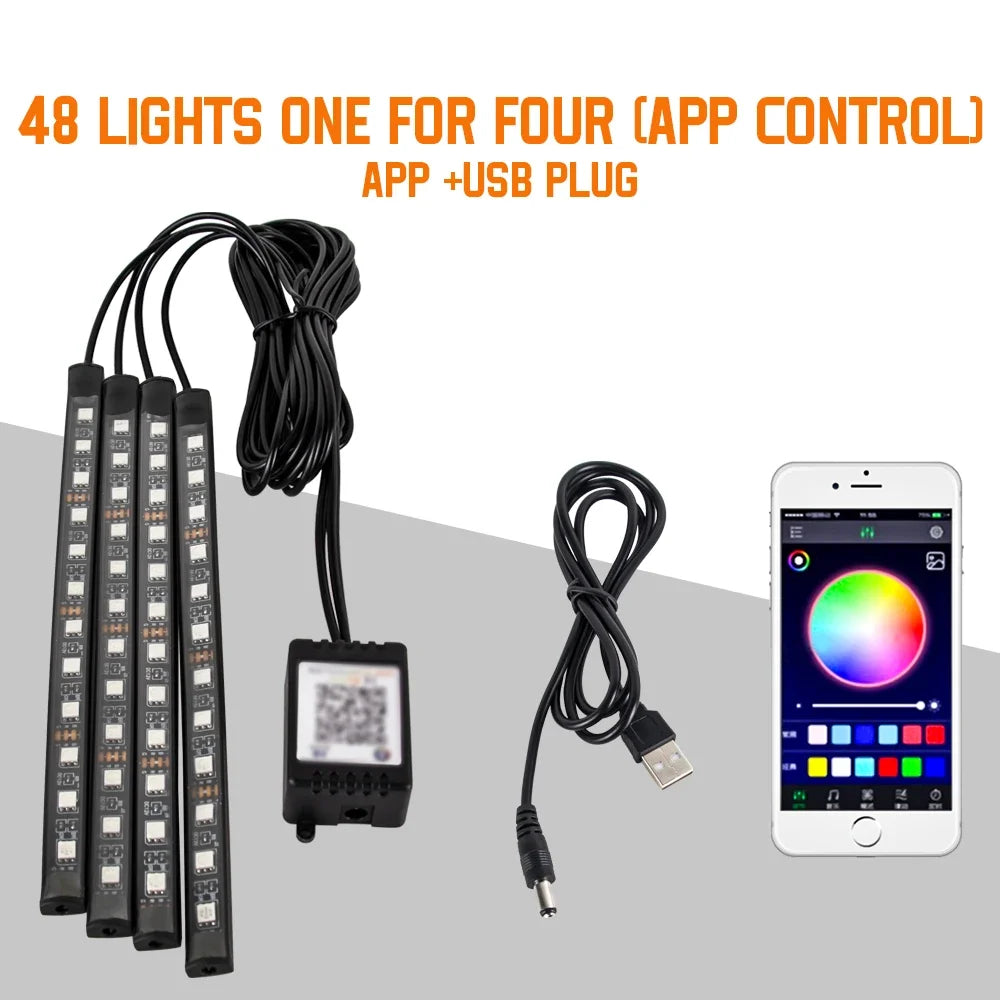 Lumières d’Ambiance LED Intérieures RGB – 36/48/72 LEDs, USB, Télécommande, Musique APP