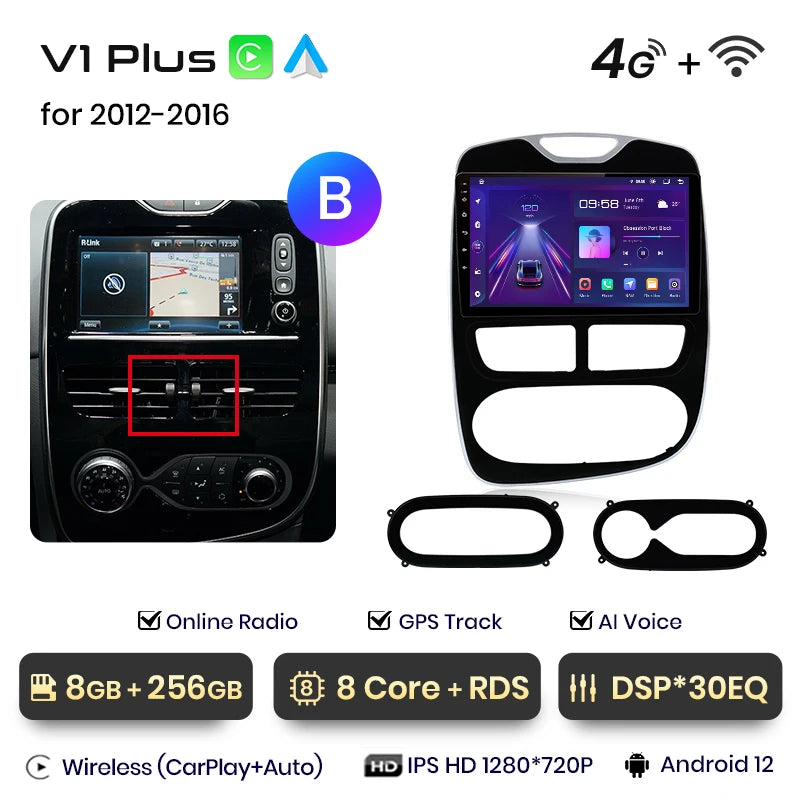 Autoradio Junsun CarPlay Android Auto pour Renault Clio 4/ZOE (2012–2017)