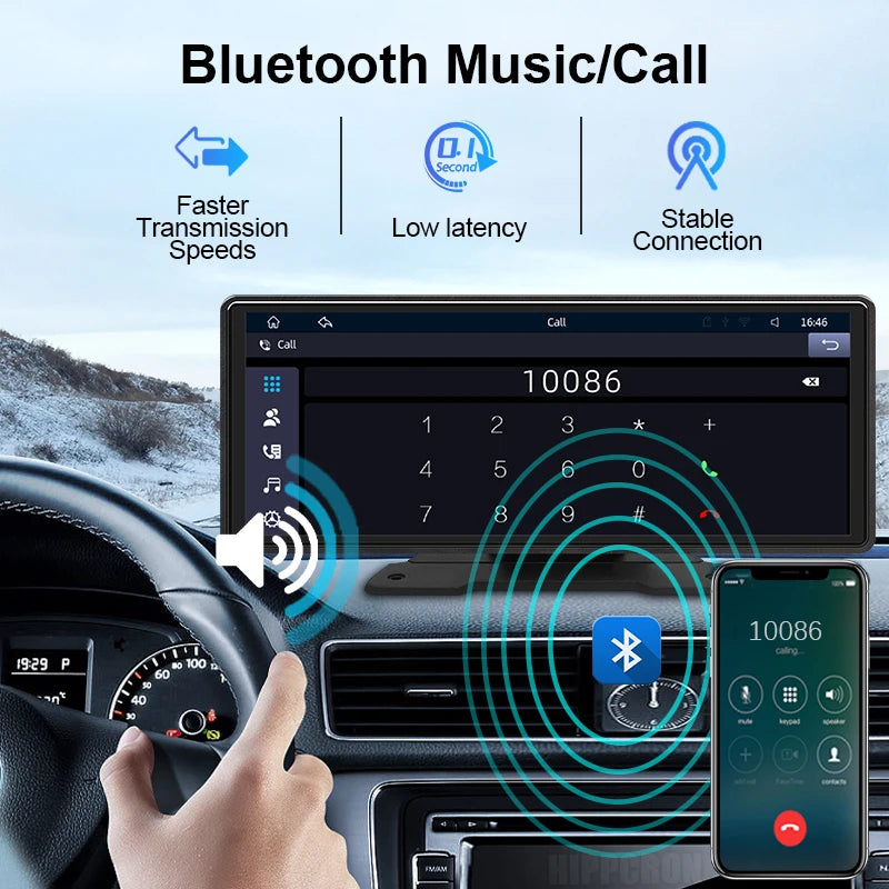 Autoradio Miroir 10,26" – CarPlay Sans Fil, Android Auto, Bluetooth, AUX, USB