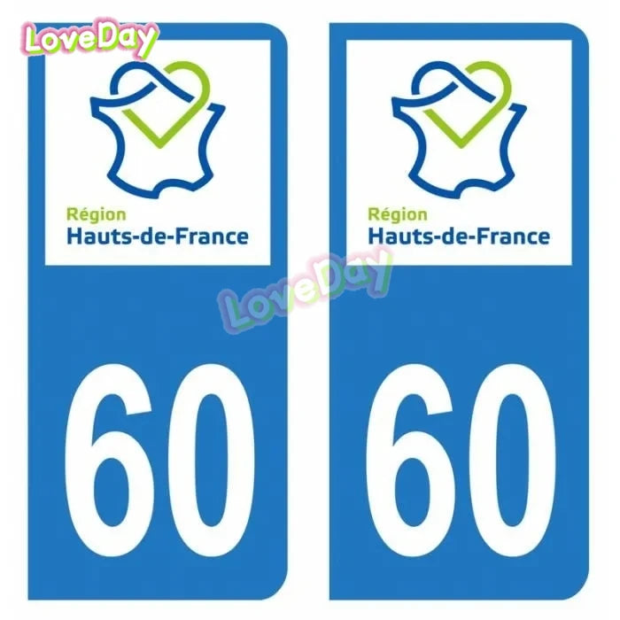 Autocollant Plaque Immatriculation France – Logo Région Hauts-de-France (Noir & Bleu)