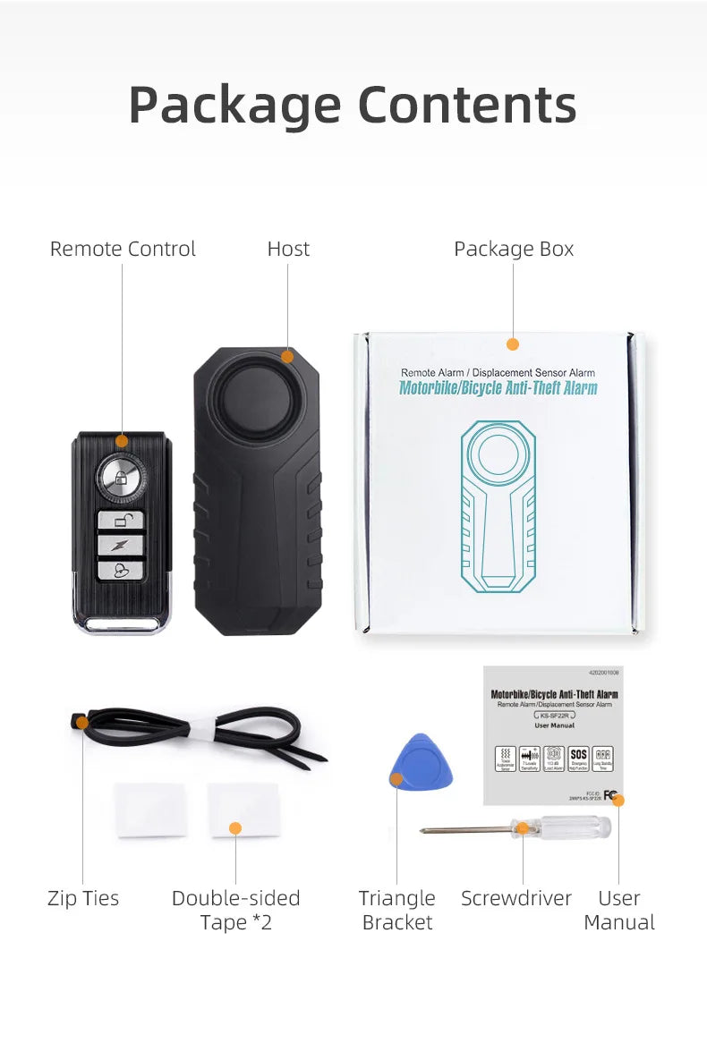 Alarme Anti-Vol avec Télécommande Sans Fil – Étanche IP65, Portée 30m