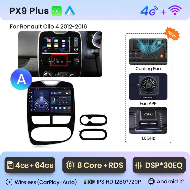 Autoradio AWESAFE Sans Fil CarPlay/Android Auto pour Renault Clio 4 (2012–2016)