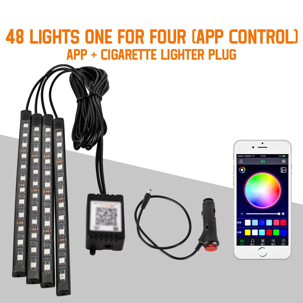 Lumières d’Ambiance LED Intérieures RGB – 36/48/72 LEDs, USB, Télécommande, Musique APP