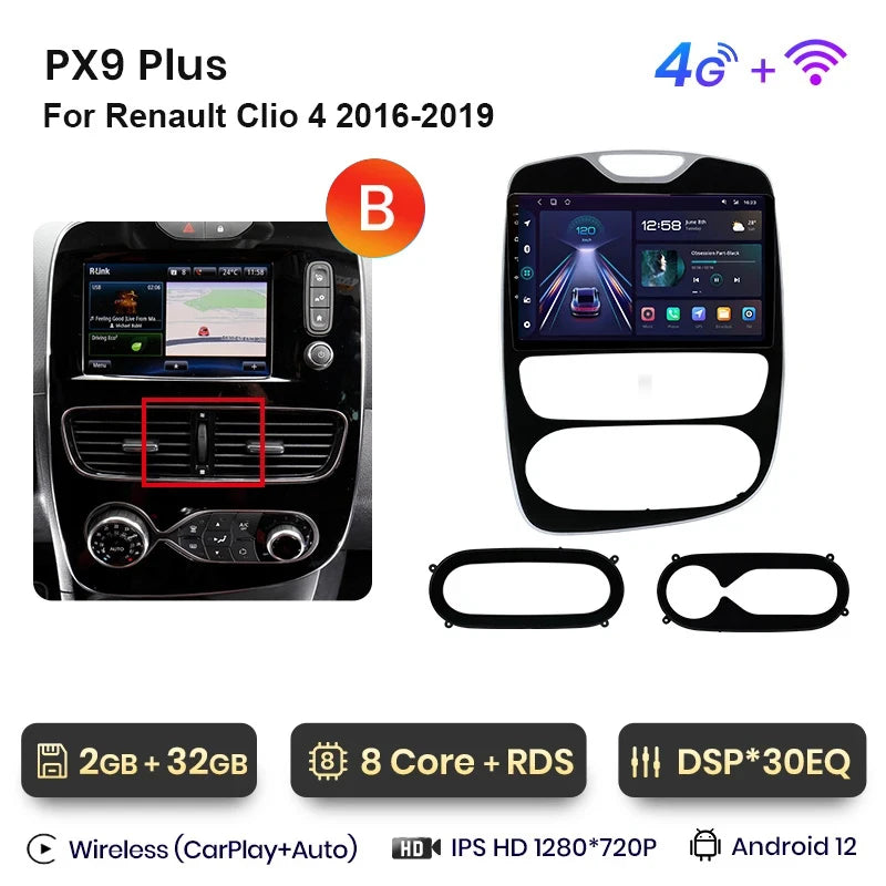 Autoradio AWESAFE Sans Fil CarPlay/Android Auto pour Renault Clio 4 (2012–2016)