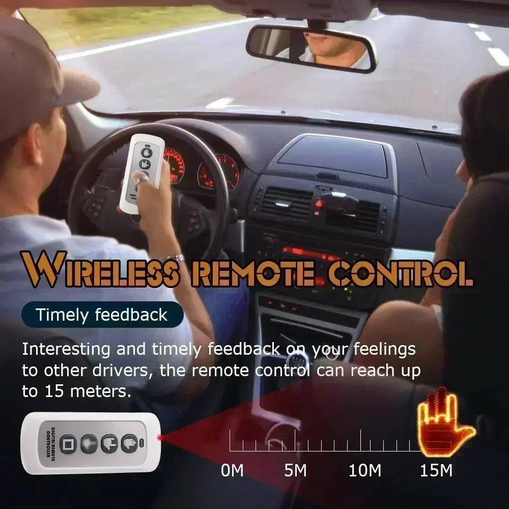 Finger Light For Car Gesture LED Car Middle Finger Back Window Car Sign LED Hand for Car