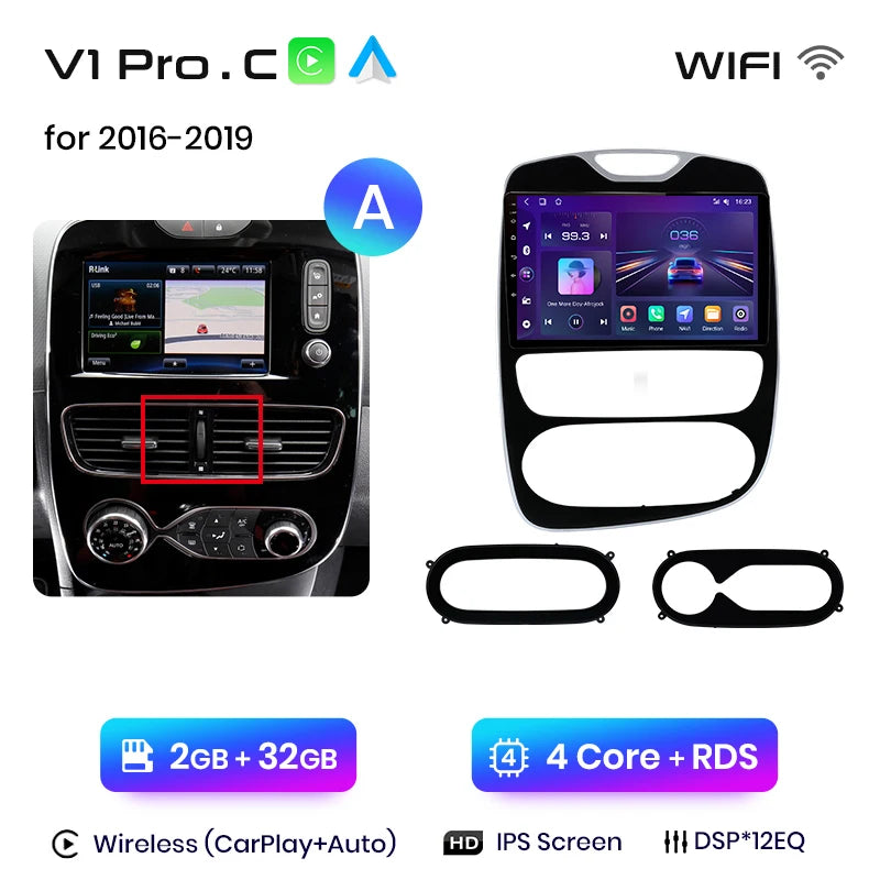 Autoradio Junsun CarPlay Android Auto pour Renault Clio 4/ZOE (2012–2017)