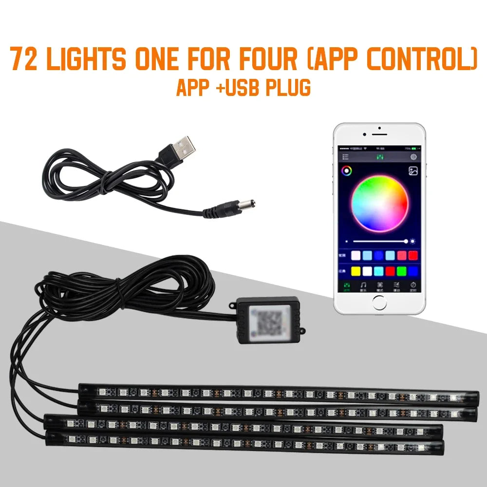 Lumières d’Ambiance LED Intérieures RGB – 36/48/72 LEDs, USB, Télécommande, Musique APP