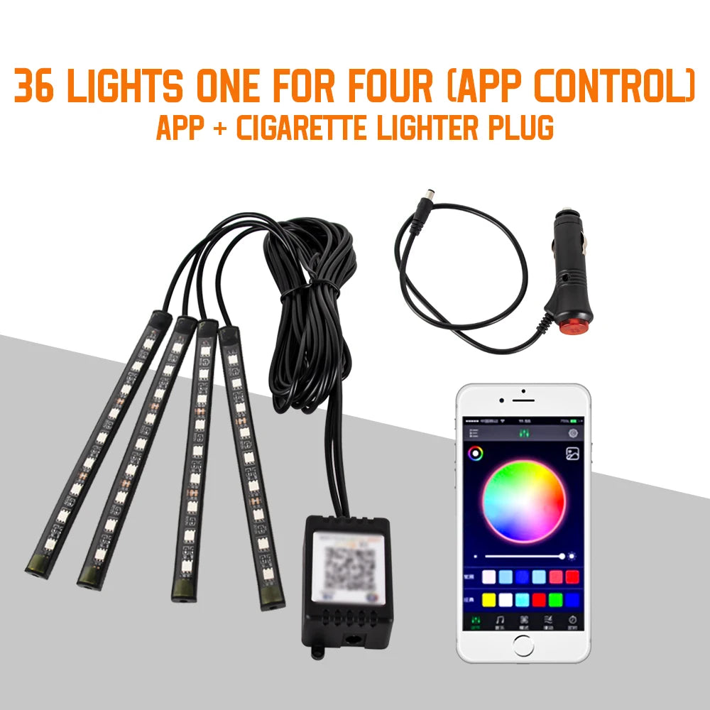 Lumières d’Ambiance LED Intérieures RGB – 36/48/72 LEDs, USB, Télécommande, Musique APP