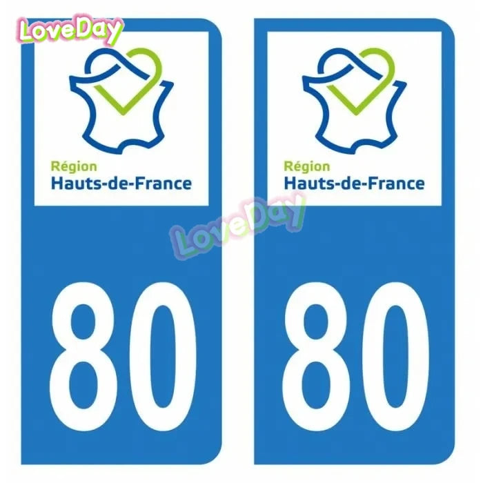 Autocollant Plaque Immatriculation France – Logo Région Hauts-de-France (Noir & Bleu)