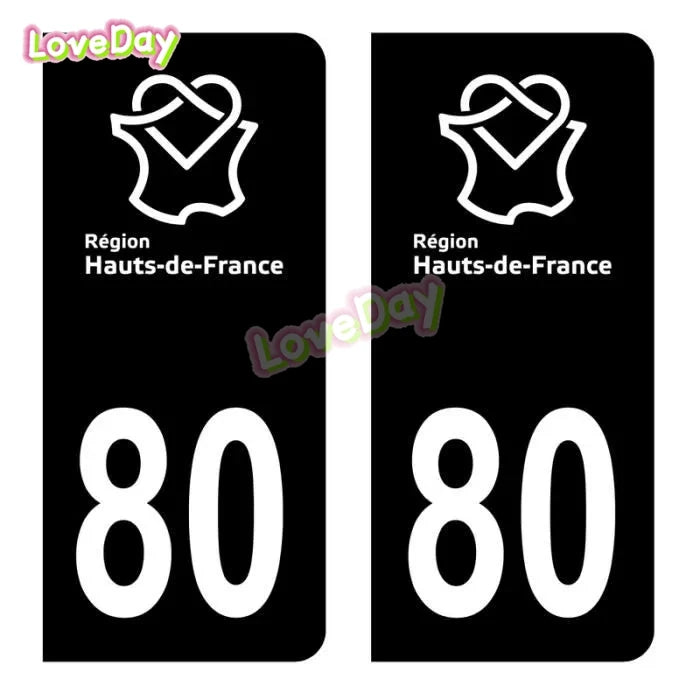 Autocollant Plaque Immatriculation France – Logo Région Hauts-de-France (Noir & Bleu)