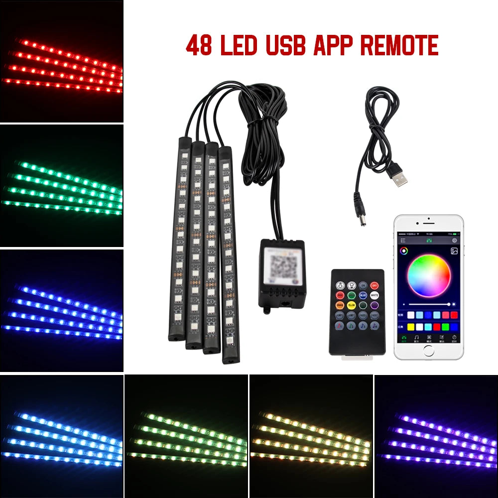 Lumières d’Ambiance LED Intérieures RGB – 36/48/72 LEDs, USB, Télécommande, Musique APP