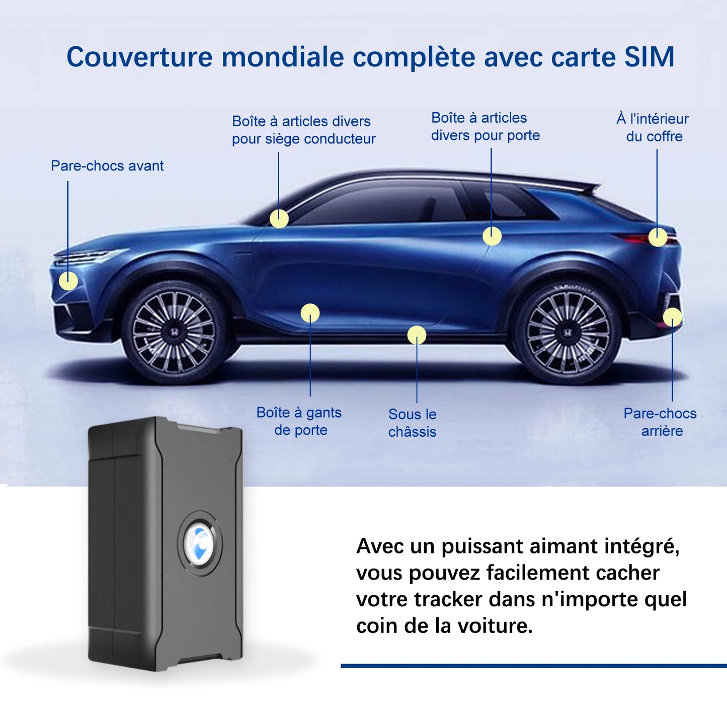 Traceur GPS antivol pour véhicule, batterie de 15 jours