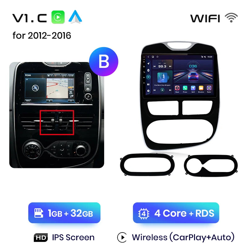 Autoradio Junsun CarPlay Android Auto pour Renault Clio 4/ZOE (2012–2017)