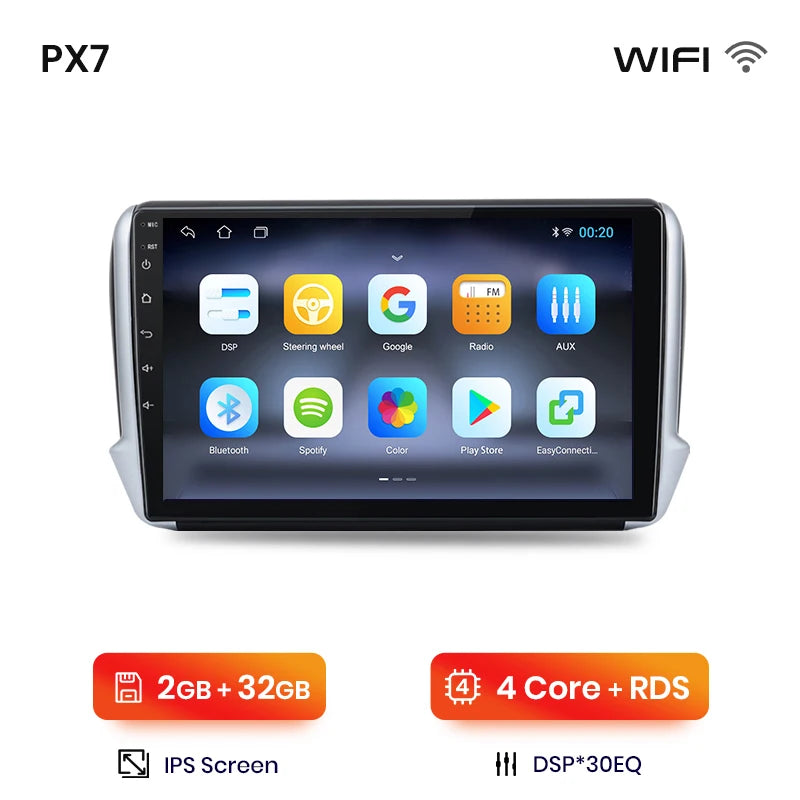 Autoradio Sans Fil CarPlay/Android Auto pour Peugeot 2008/208 (2012–2018)