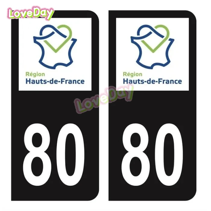 Autocollant Plaque Immatriculation France – Logo Région Hauts-de-France (Noir & Bleu)