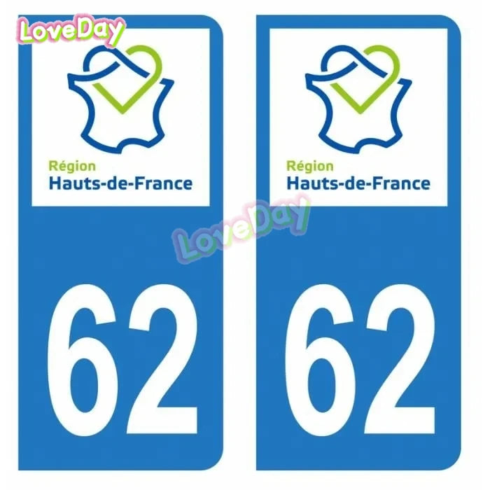 Autocollant Plaque Immatriculation France – Logo Région Hauts-de-France (Noir & Bleu)
