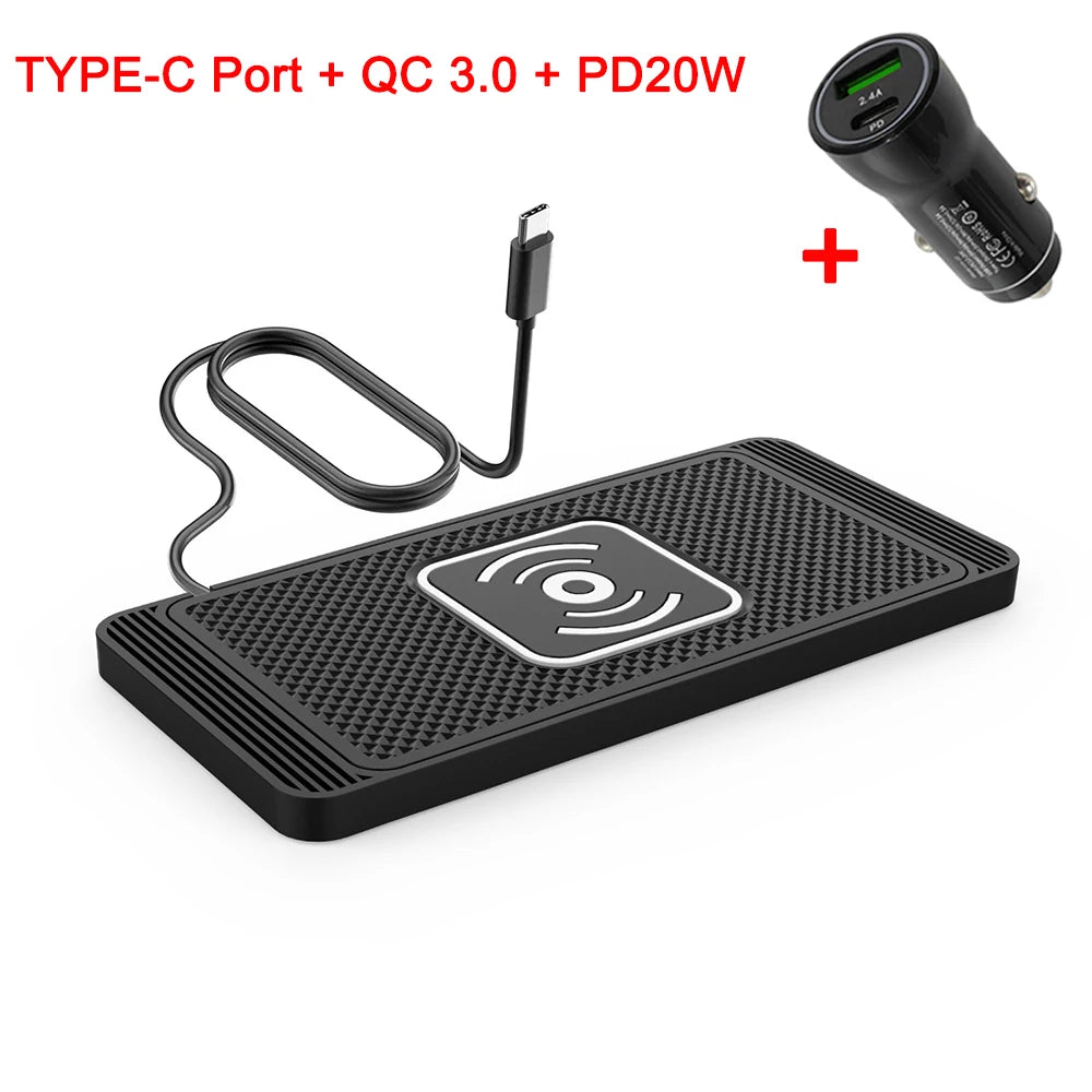 Chargeur Sans Fil Auto Rapide – Compatible iPhone & Samsung avec Support Silicone