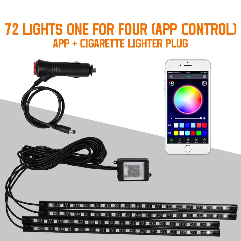 Lumières d’Ambiance LED Intérieures RGB – 36/48/72 LEDs, USB, Télécommande, Musique APP