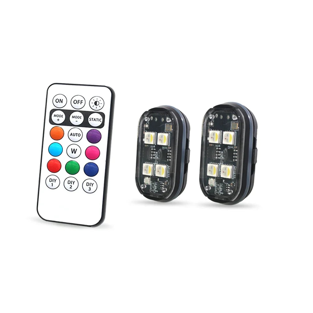 Lot 2/4 Feux Stroboscopiques LED Sans Fil – 8 Couleurs Rechargeables