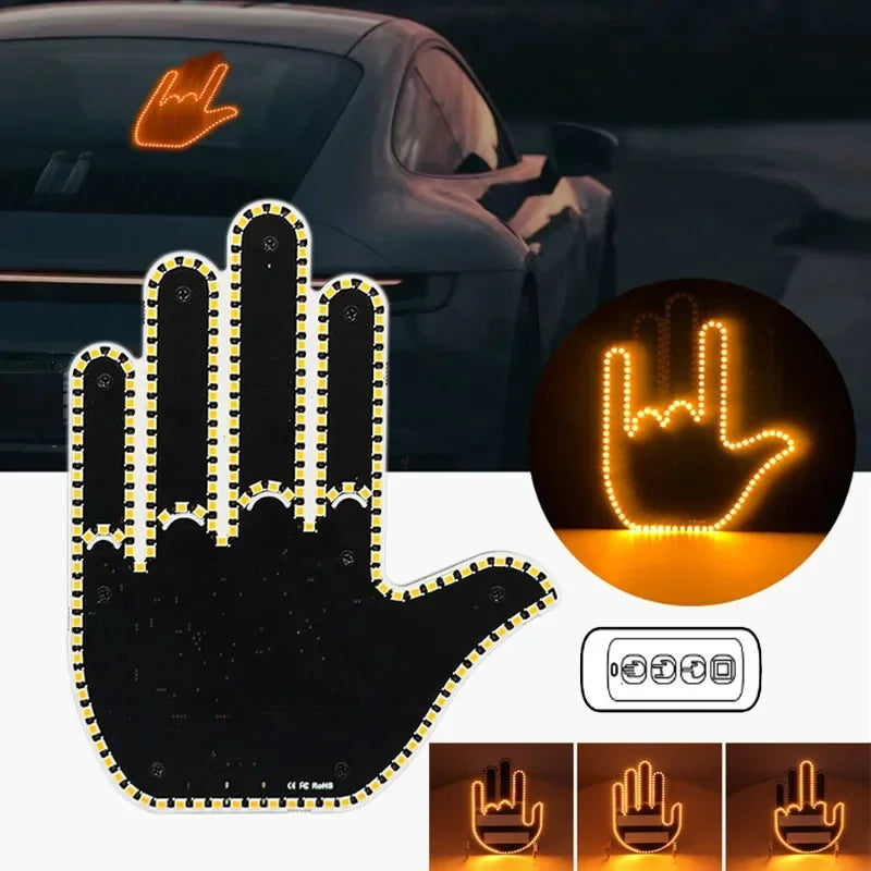 Finger Light For Car Gesture LED Car Middle Finger Back Window Car Sign LED Hand for Car
